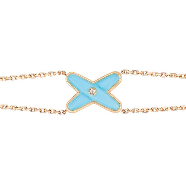 ˇFashion StreetˇJEUX BRACELET TURQUOISE PINK GOLD 1 DIAMOND
