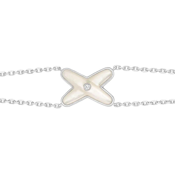 ˇFashion StreetˇJEUX BRACELET WHITE MOP SILVER 1 DIAMOND