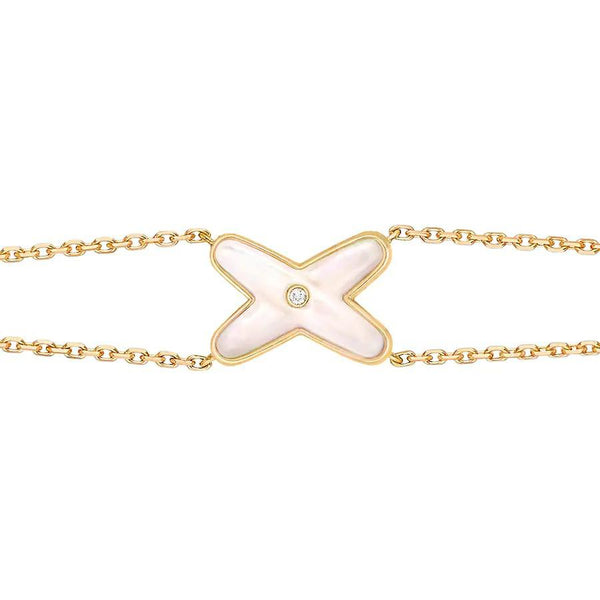 ˇFashion StreetˇJEUX BRACELET WHITE MOP GOLD 1 DIAMOND