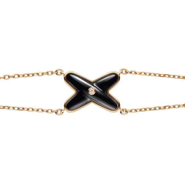 ˇFashion StreetˇJEUX BRACELET ONYX PINK GOLD 1 DIAMOND