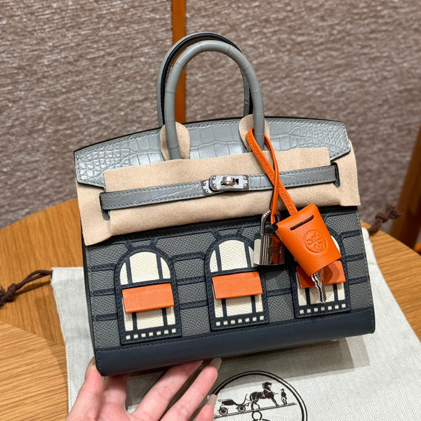 BIRKIN FAUBOURG TOUCH 20 IN DOVE GRAY CALFSKIN WITH SILVER HARDWARE (MADE-TO-ODER)