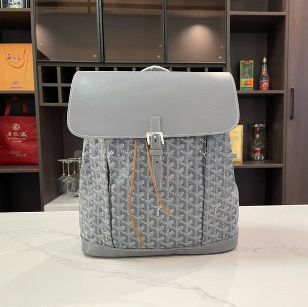 ALPIN BACKPACK 37 IN GREY LAMBSKIN AND GOYARDINE CANVAS