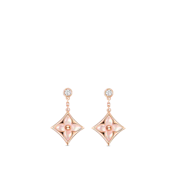 ˇFashion StreetˇDOUBLE STAR PINK GOLD MOP DROP EARRINGS