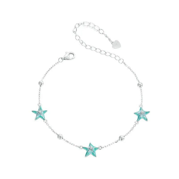 ˇFashion StreetˇGradient Blue-green Starfish Link Chain Bracelets