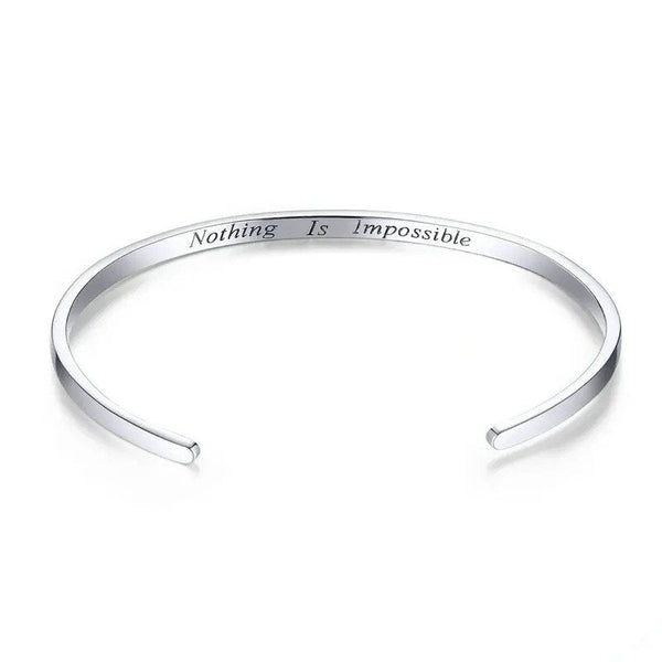 ˇFashion StreetˇEngrave Courage Bangle Nothing is impossible Fashion