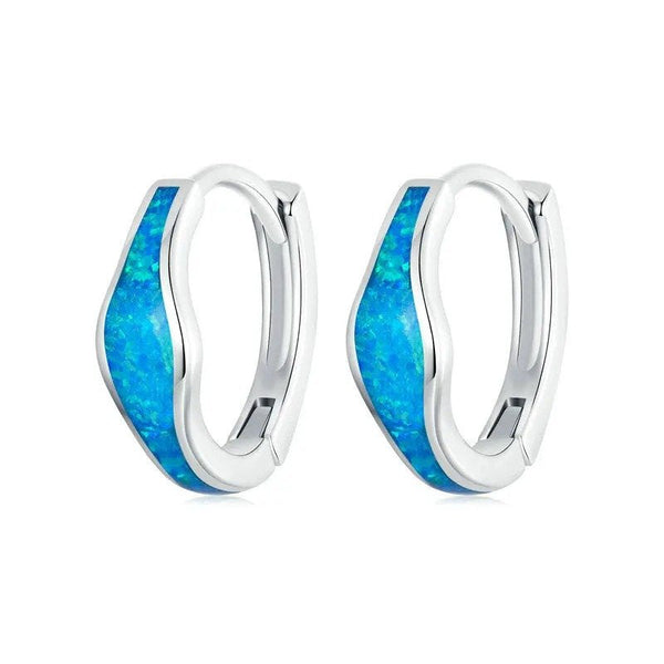 ˇFashion StreetˇOpal Hoop Earrings for Women White Gold Plated