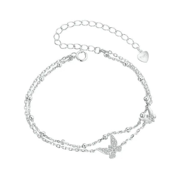 ˇFashion StreetˇDouble-Layer Butterfly Bracelet CZ Layered Bracelet
