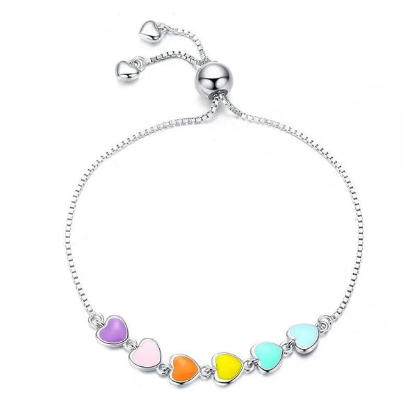 ˇFashion StreetˇRainbow Color Enamel Heart Bracelet