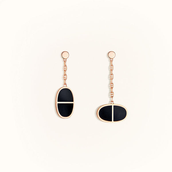ˇFashion StreetˇCHAINE VERSO BLACK CERAMIC EARRINGS
