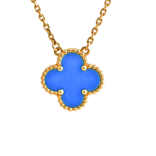 ˇFashion StreetˇCLOVER 15MM BLUE AGATE NECKLACE