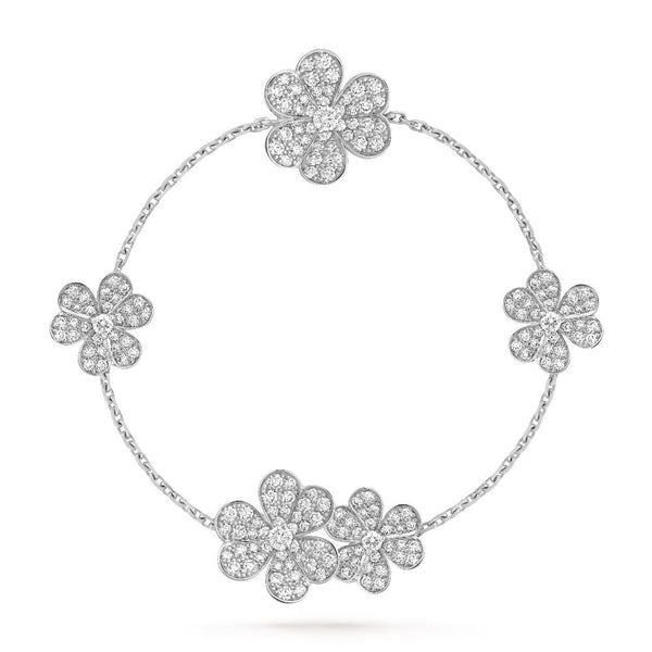 ˇFashion StreetˇFRIVOLE WHITE GOLD 5 FLOWERS BRACELET