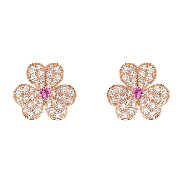 ˇFashion StreetˇFRIVOLE PINK GOLD FLOWER DIAMOND EARRINGS