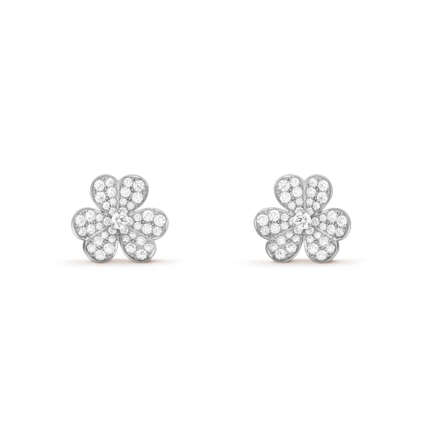ˇFashion StreetˇFRIVOLE SILVER FLOWER DIAMOND EARRINGS
