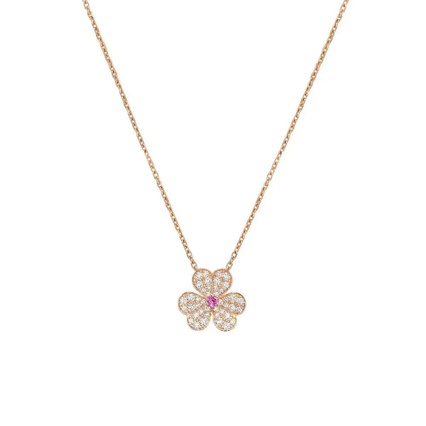 ˇFashion StreetˇFRIVOLE ROSE GOLD FLOWER DIAMOND NECKLACE