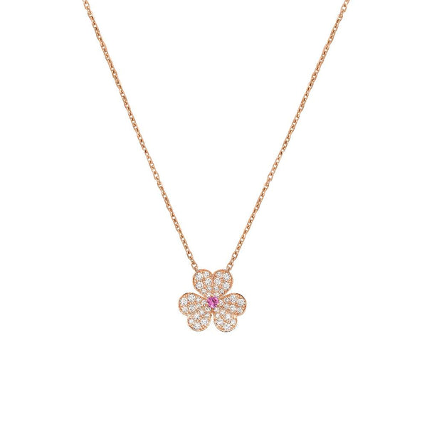 ˇFashion StreetˇFRIVOLE ROSE GOLD FLOWER DIAMOND NECKLACE