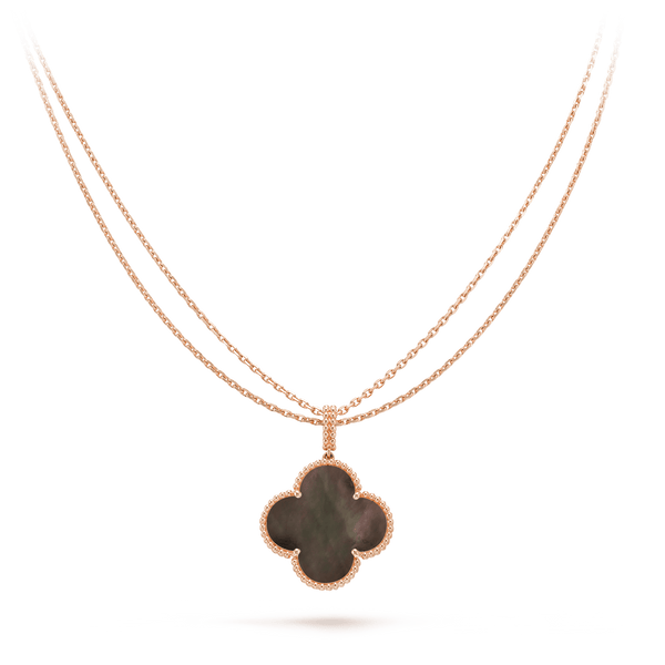 ˇFashion StreetˇCLOVER 25MM GOLD DARK MOP BIG CLOVER NECKLACE
