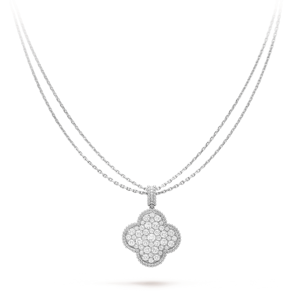 ˇFashion StreetˇCLOVER 25MM SILVER FULL DIAMOND BIG CLOVER NECKLACE
