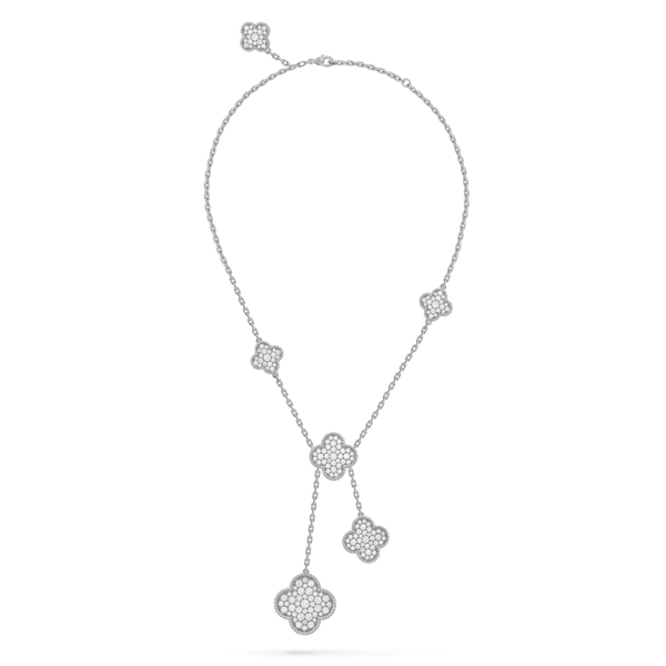 ˇFashion StreetˇCLOVER 5 MOTIFS SILVER DIAMONDS NECKLACE