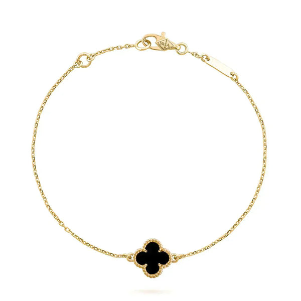 ˇFashion StreetˇCLOVER ONYX SINGLE FLOWER BRACELET