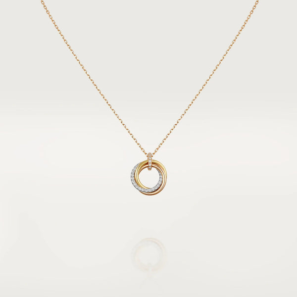 ˇFashion StreetˇTRINITY NECKLACE SILVER GOLD PINK GOLD DIAMONDS