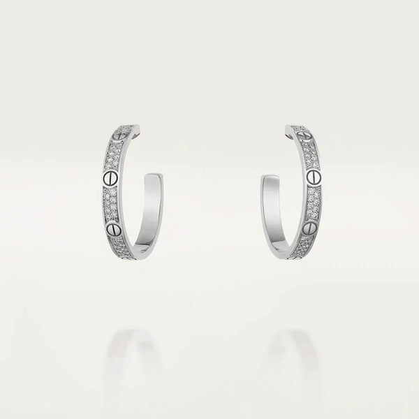 ˇFashion StreetˇLOVE DIAMOND SILVER HOOP EARRINGS