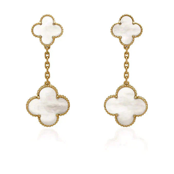 ˇFashion StreetˇCLOVER 2 MOTIF WHITE MOP EARRINGS