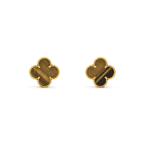 ˇFashion StreetˇCLOVER MEDIUM 1 MOTIFS TIGER EYE EARRINGS