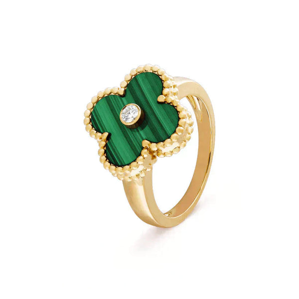 ˇFashion StreetˇCLOVER MALACHITE RING GOLD DIAMOND