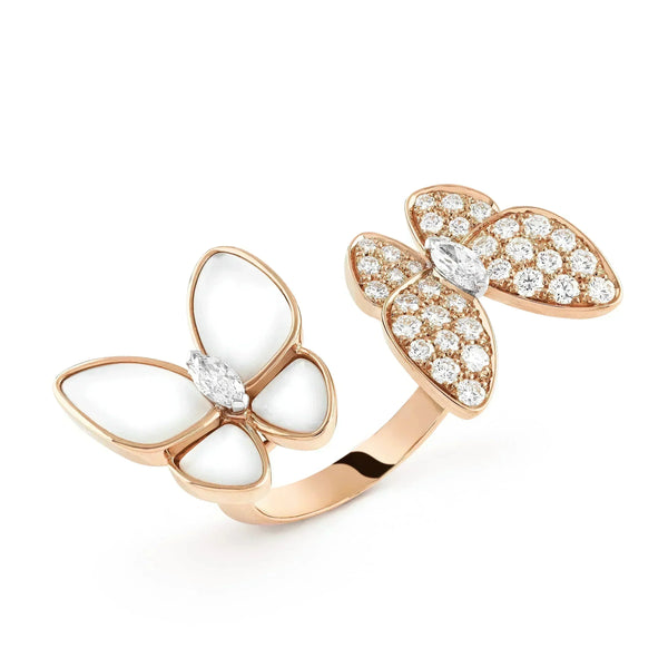 ˇFashion StreetˇTWIN BUTTERFLY DIAMOND MOP RING